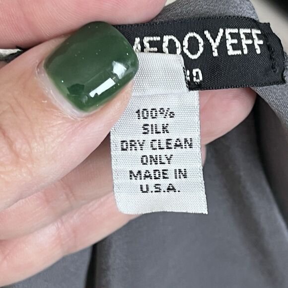 Lena Medoyeff Dress Womens Small Midi Slip Shift Silk Minimal Boho USA Made Gray - Picture 6 of 11